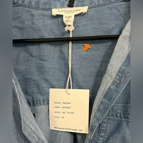 Beachlunchlounge Blue Denim Shirt with Halloween Embroidery - Picture 3 of 4